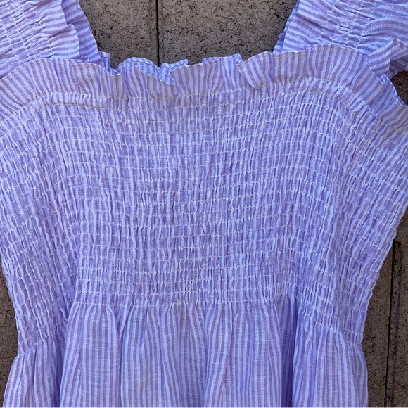 NWT Hill House The Ellie Nap Dress Lilac Stripe Linen Smocked A-Line Large XXL - Picture 7 of 14